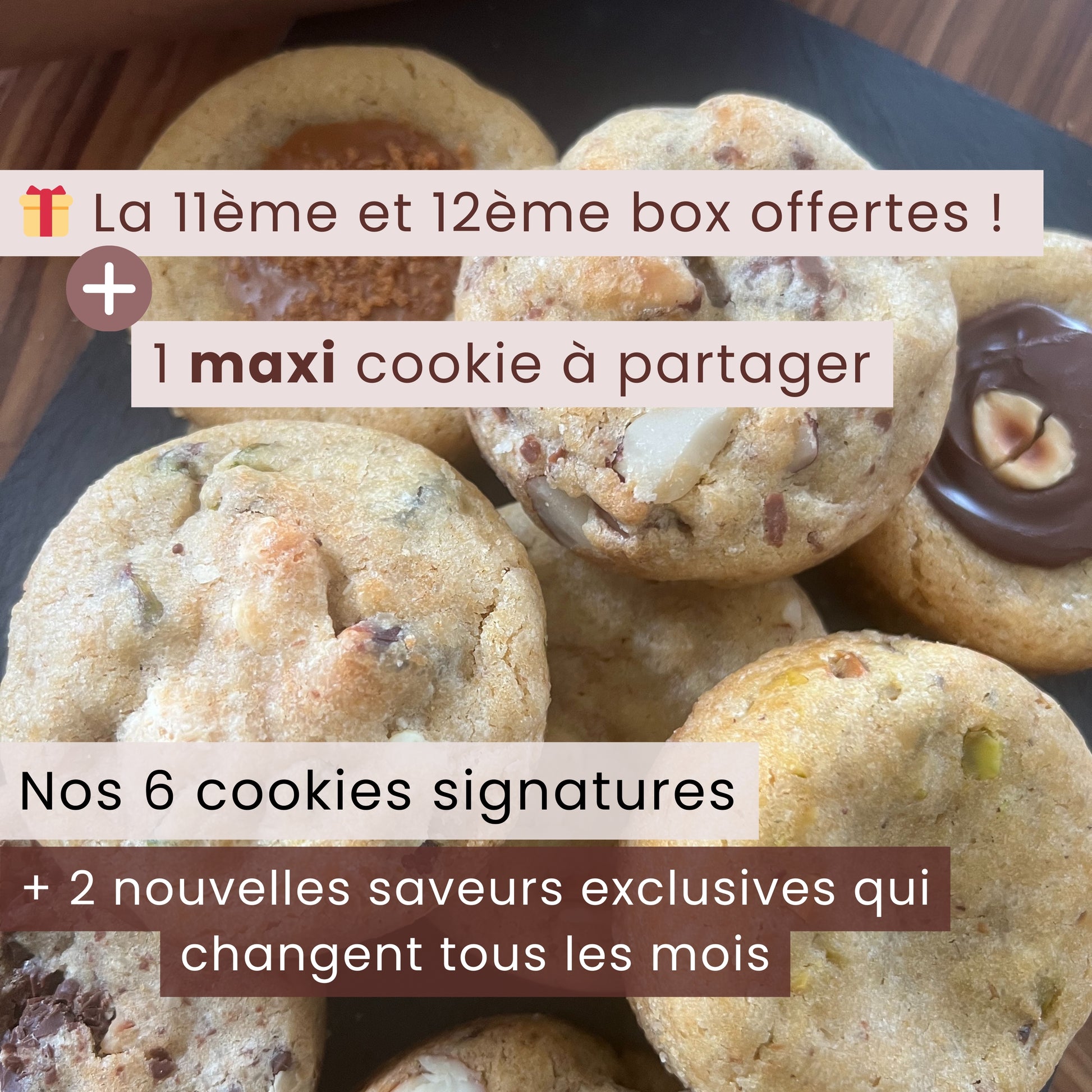 Box de Cookies artisanaux faits en Côtes-d'Armor en Bretagne en abonnement de 12 mois 1 an par Click and Cookies
